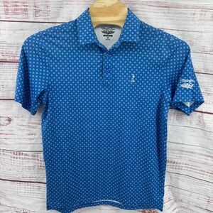 Straight Down Polo Shirt Mens Medium Blue Geometric Floral Golf Performance